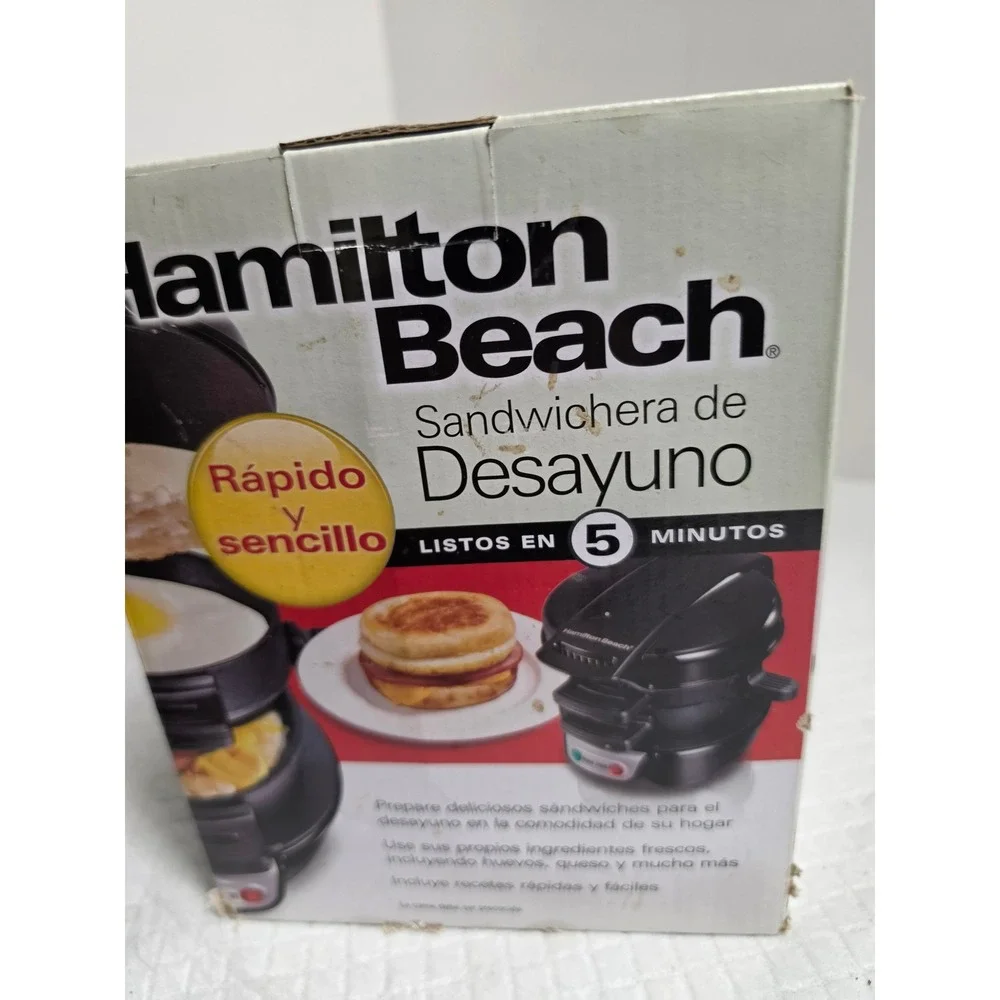 Hamilton Beach Breakfast Sandwich Maker‎ Black 25477 Quick Easy 5 Minutes NEW